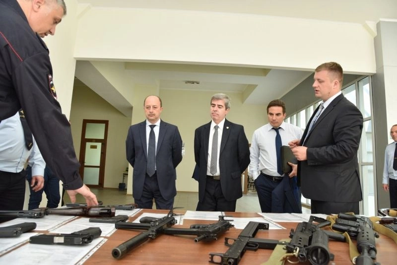 Blizniouk (far right) and Griot (second on the right) during their visit to Krasnodar