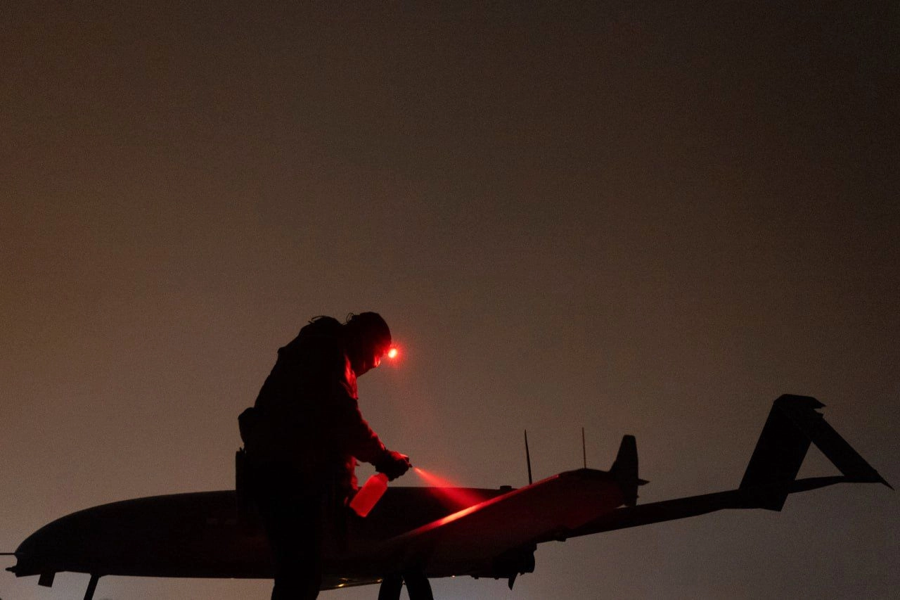 An AN-196 Liutyi long-range drone being prepared for launch.
