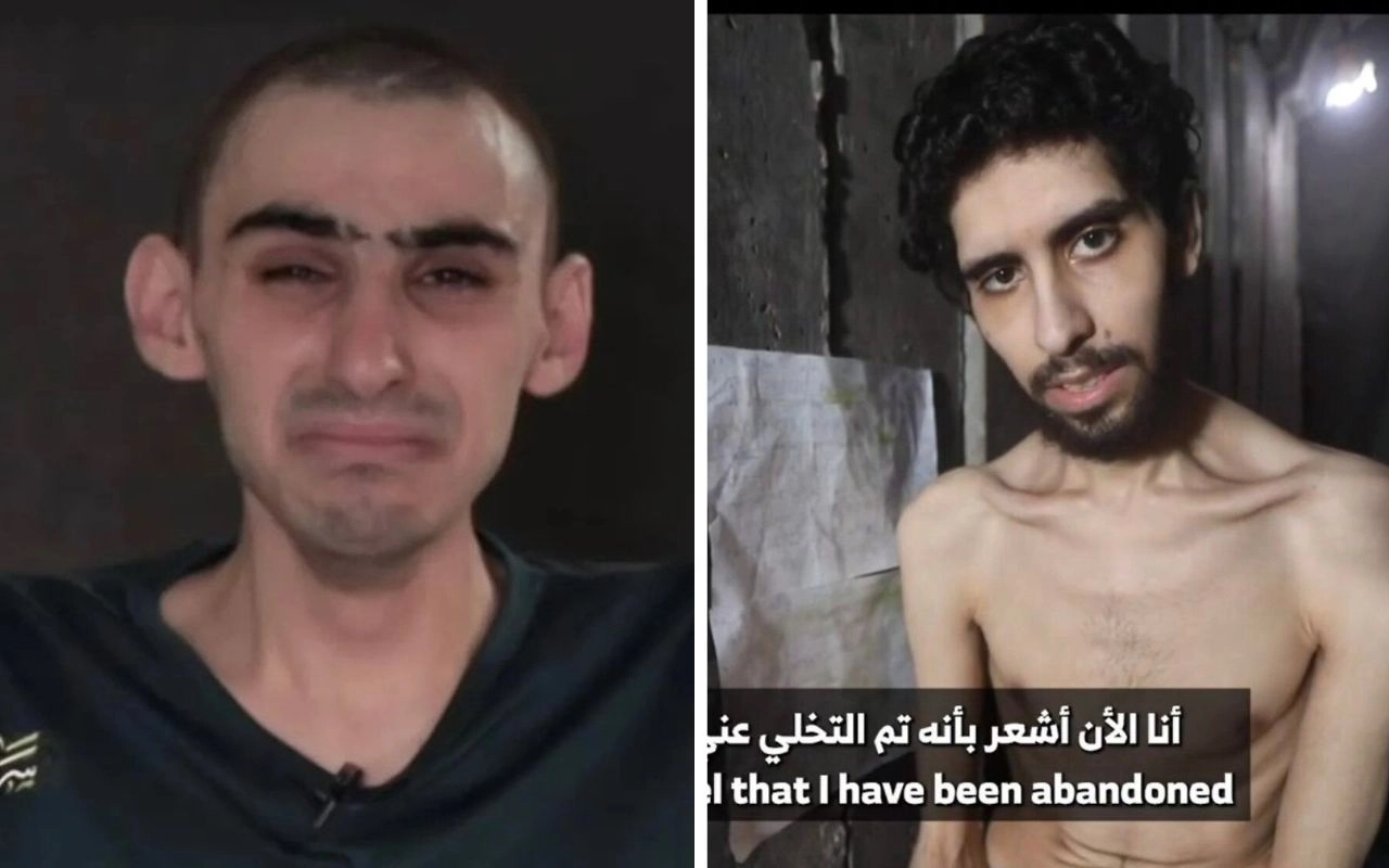 Israeli hostages Rom Breslavski and Evyatar David