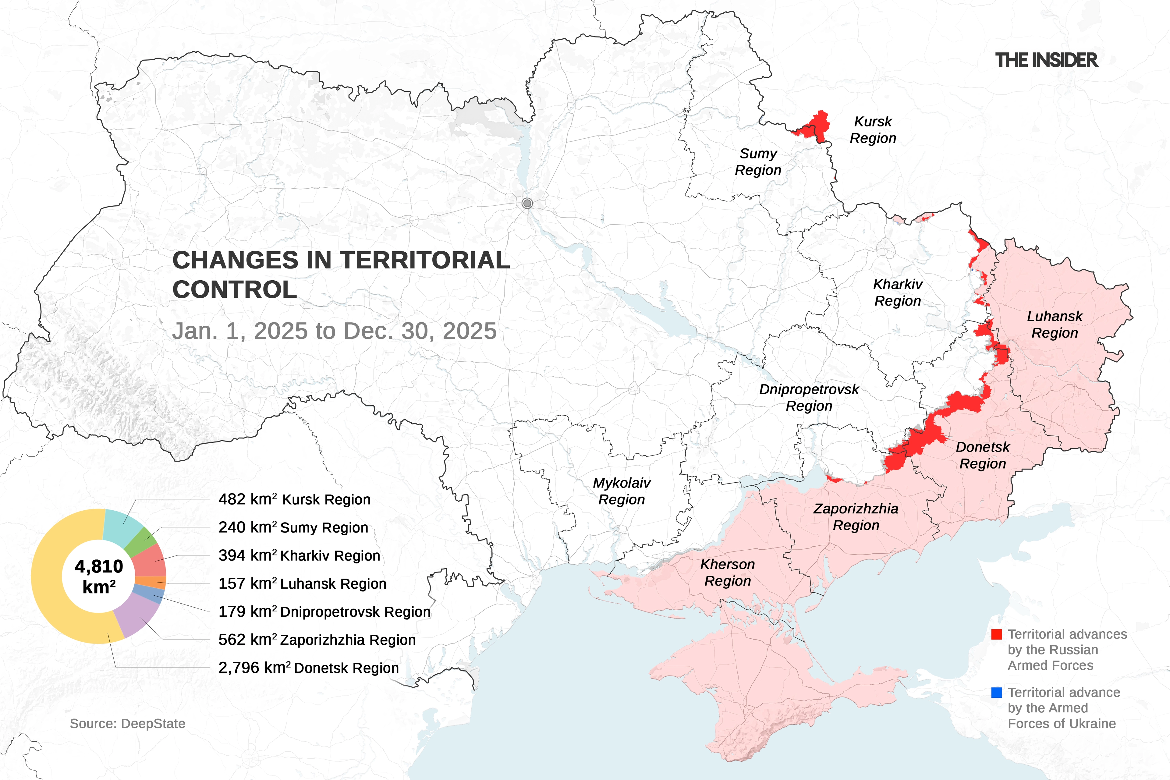 Territorial advancement of the Russian Armed Forces in 2025 relative to the territory of Ukraine as a whole