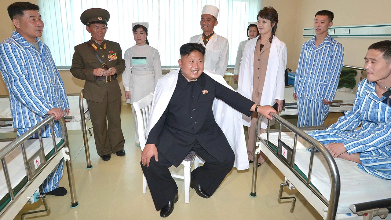 North Korea's leader Kim Jong Un at a military hospital. Photo: Yonhap News / YNA / Newscom