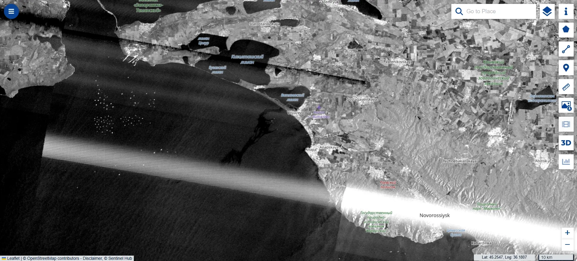 Oil slick in the Black Sea, April 12, 2026 / Sentinel-1 satellite data